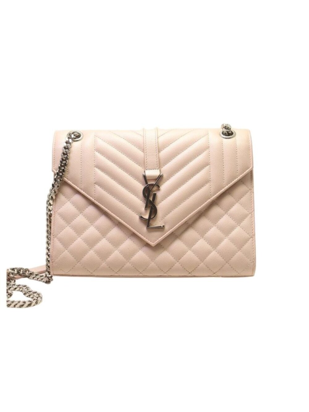 Saint Laurent Envelope Gray Leather Chain Shoulder Bag